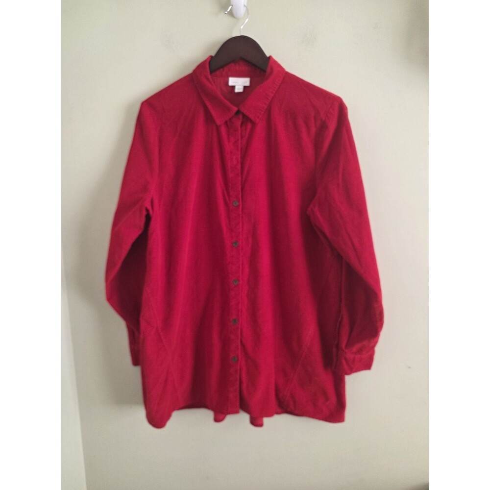 J Jill Sz L Corduroy Long Sleeve Women Shirt Dress Valentine Festive Winter